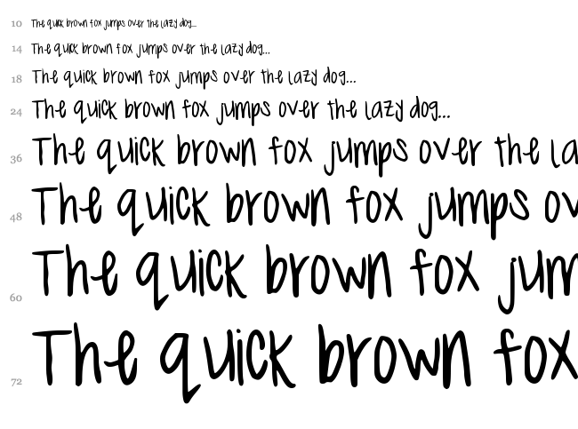 Megan Hand font waterfall